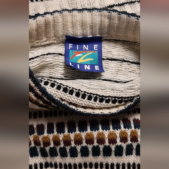 Vtg Men's Fine Line Knit Sweater Large Grampa Pull On Sweater See Measurement - Picture 5 of 5